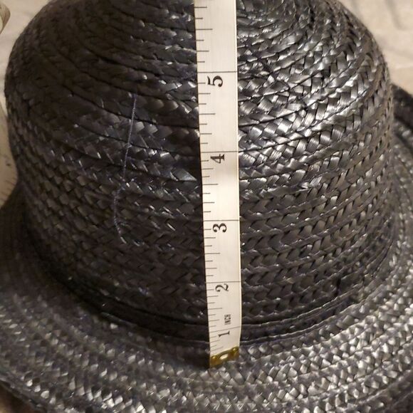 Black Woven Women's Hat River Island Black Straw Hat. Adult size. - Picture 8 of 9